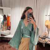 Top Dido print verde