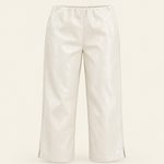 PANTALÓN CAPRI LUEGO VEMOS de piel en color mantequilla